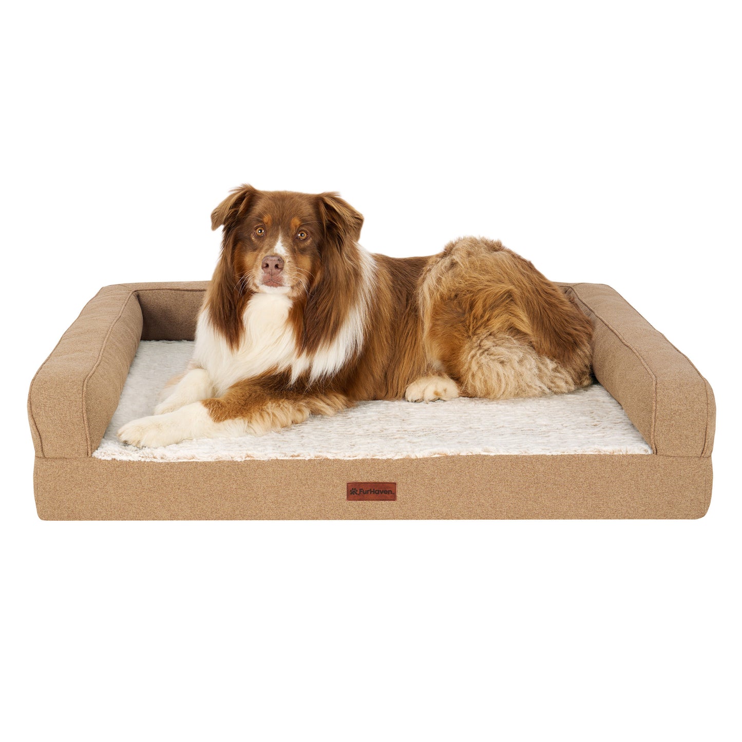 Birch Faux Fur & Soft Faux Linen Modern Sofa Pet Bed