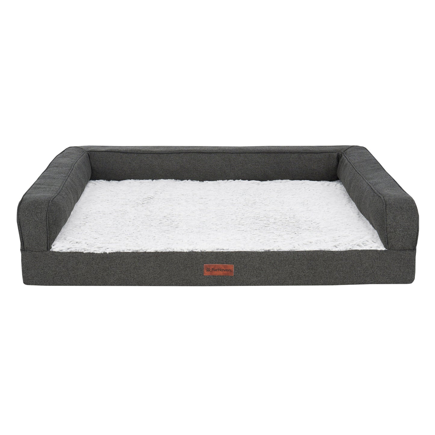 Birch Faux Fur & Soft Faux Linen Modern Sofa Pet Bed