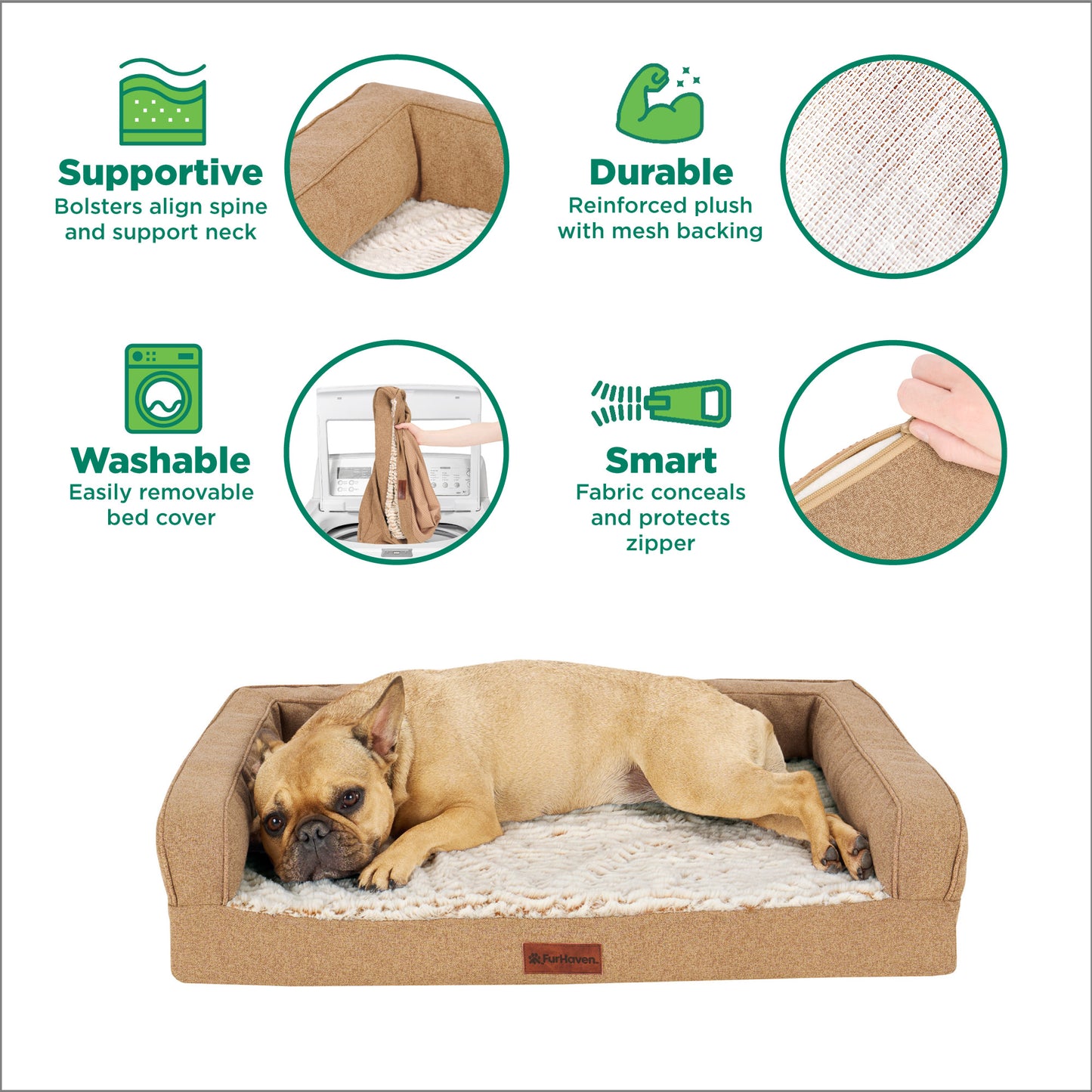 Birch Faux Fur & Soft Faux Linen Modern Sofa Pet Bed