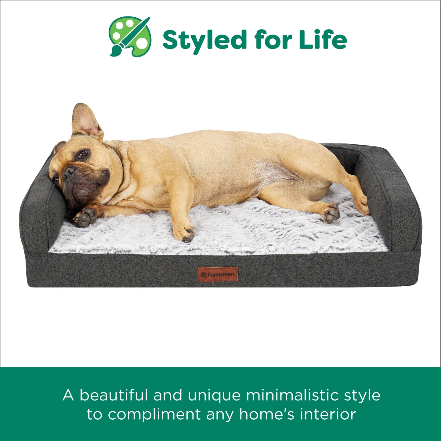Birch Faux Fur & Soft Faux Linen Modern Sofa Pet Bed