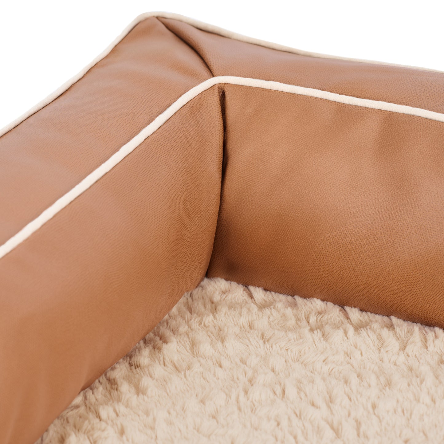 Textured Plush & Coated Poly Modern Sofa Pet Bed