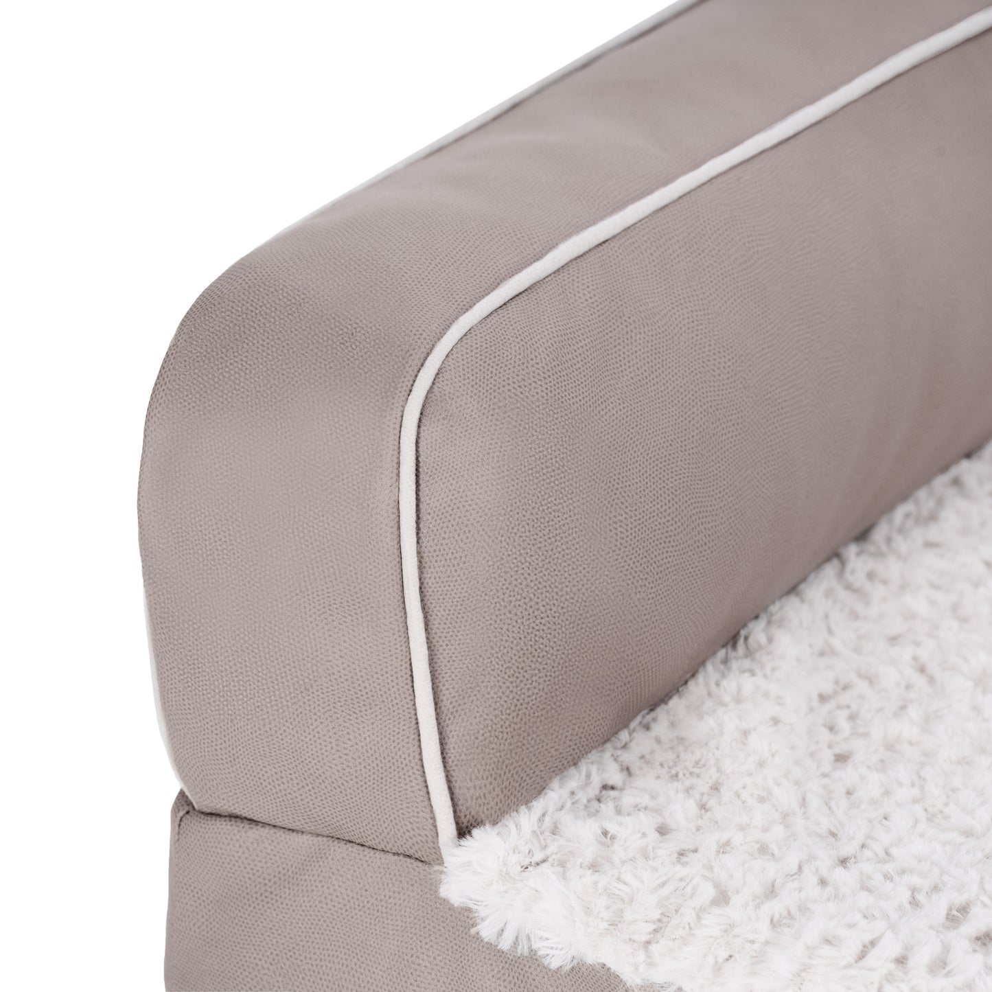 Textured Plush & Coated Poly Modern Sofa Pet Bed