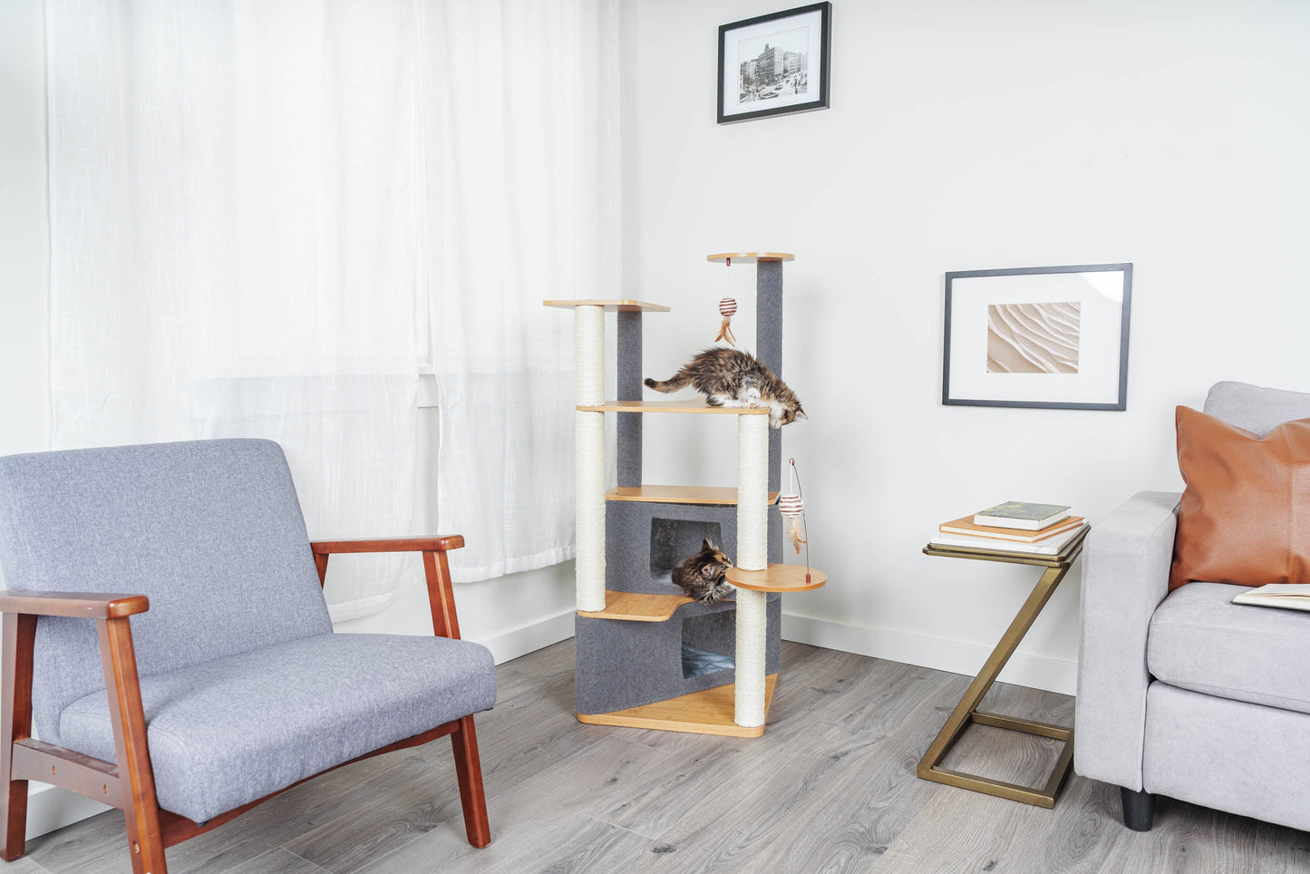 Ascentials by FurHaven Luxe Suite Cat Tower (48”-58”), Customizable Multi-Level Indoor Cat Tree