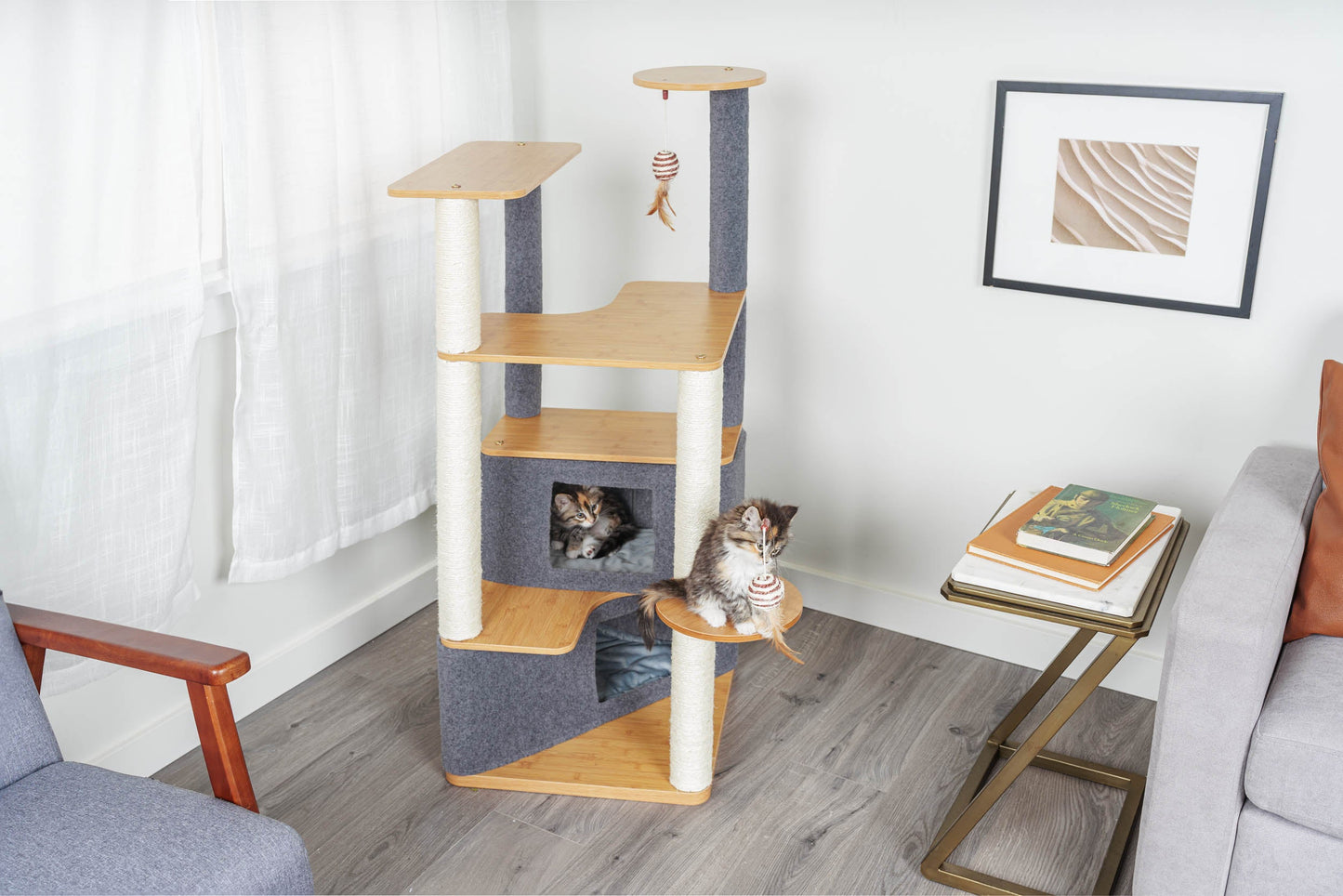 Ascentials by FurHaven Luxe Suite Cat Tower (48”-58”), Customizable Multi-Level Indoor Cat Tree