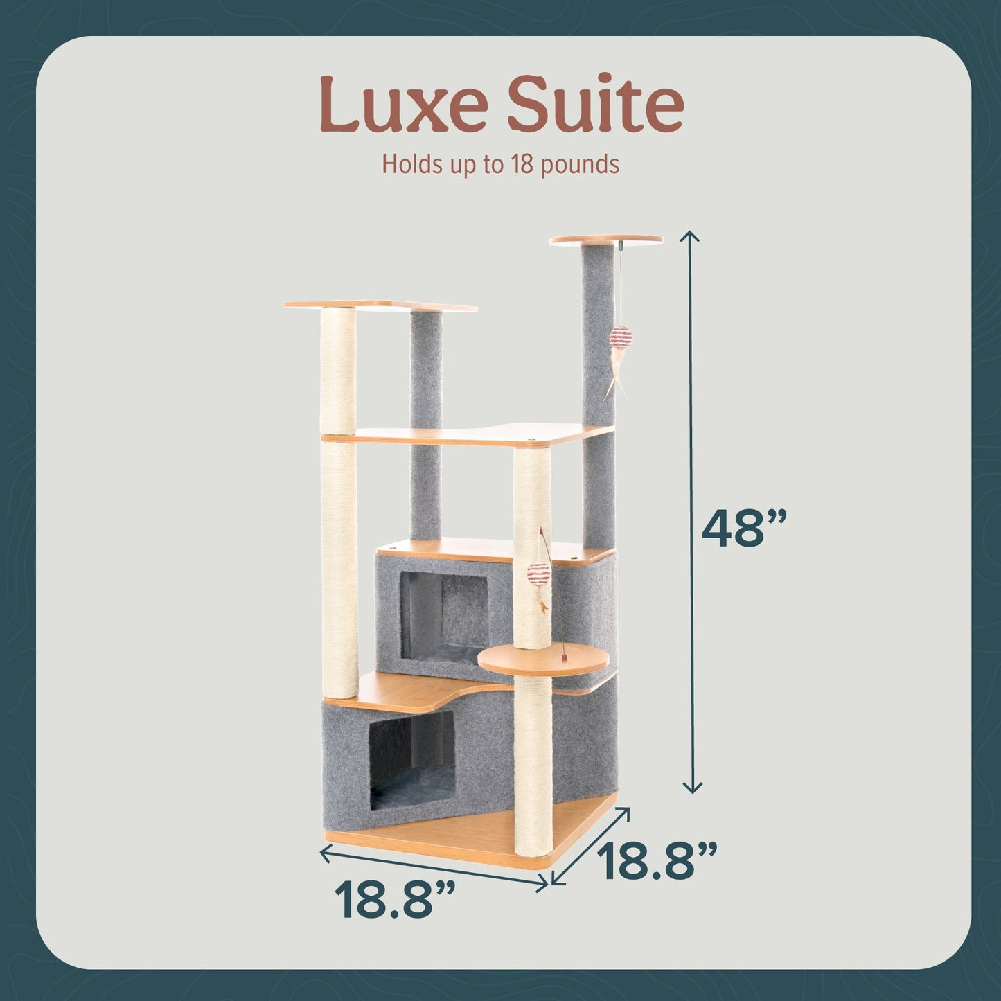 Ascentials by FurHaven Luxe Suite Cat Tower (48”-58”), Customizable Multi-Level Indoor Cat Tree