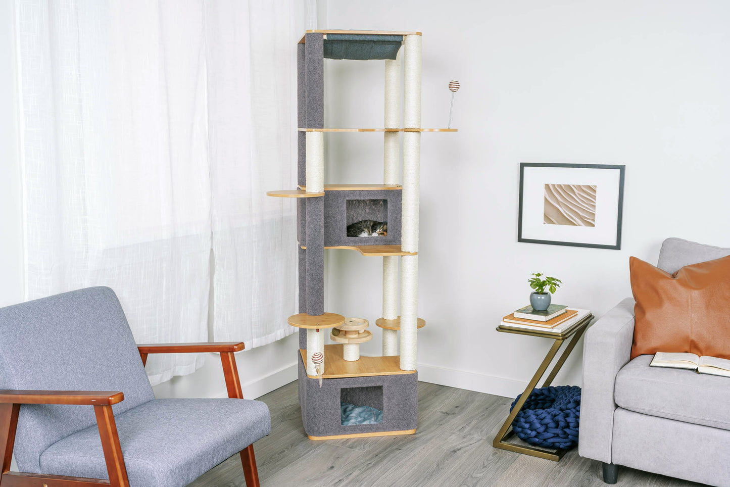 Ascentials by FurHaven Grand Suite Cat Tower (68”-78”), Customizable Multi-Level Indoor Cat Tree