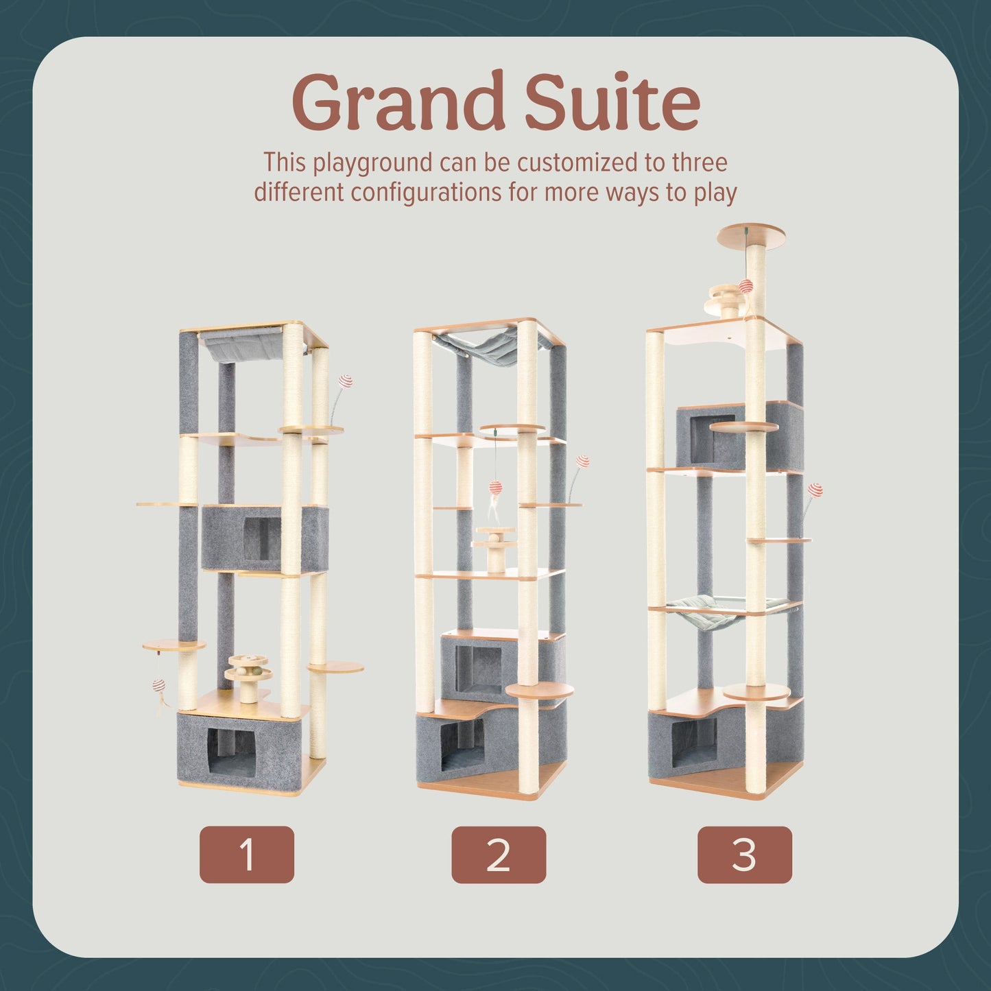 Ascentials by FurHaven Grand Suite Cat Tower (68”-78”), Customizable Multi-Level Indoor Cat Tree