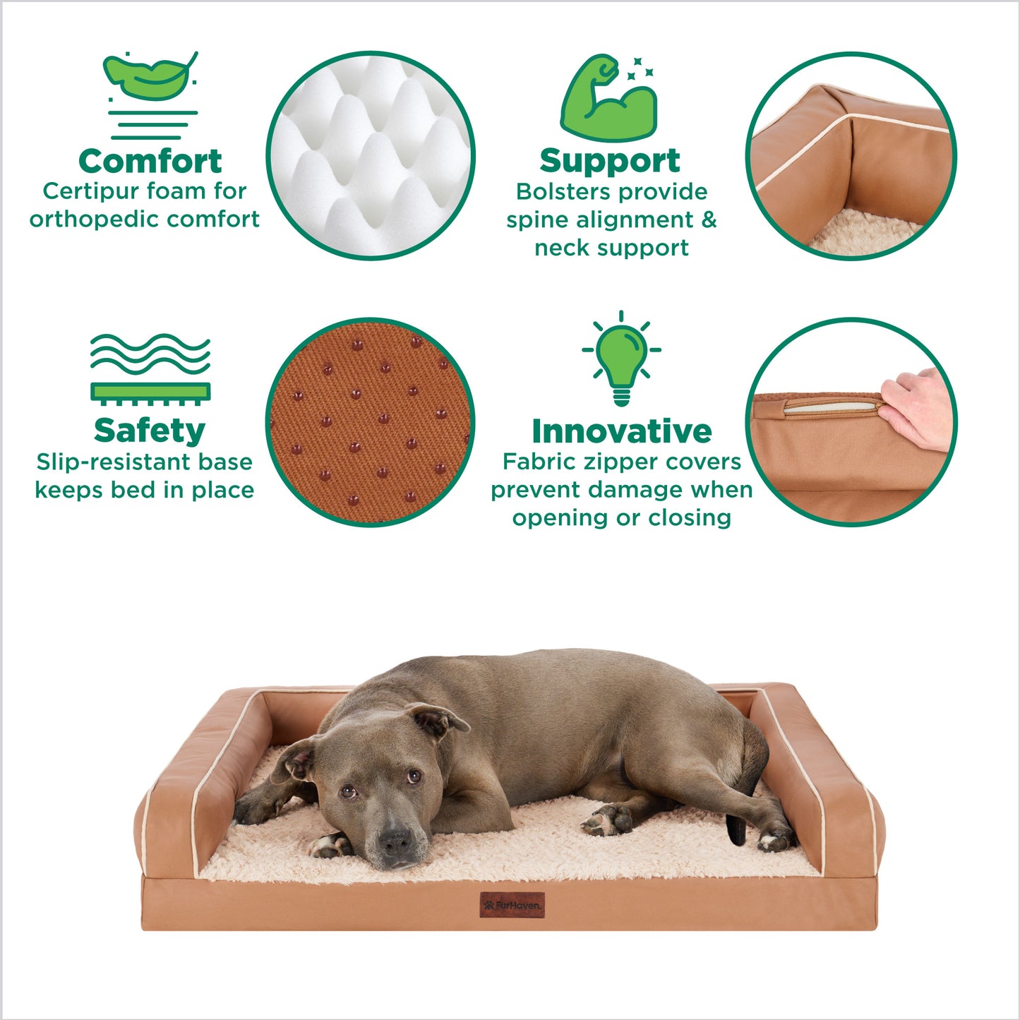 Textured Plush & Coated Poly Modern Sofa Pet Bed