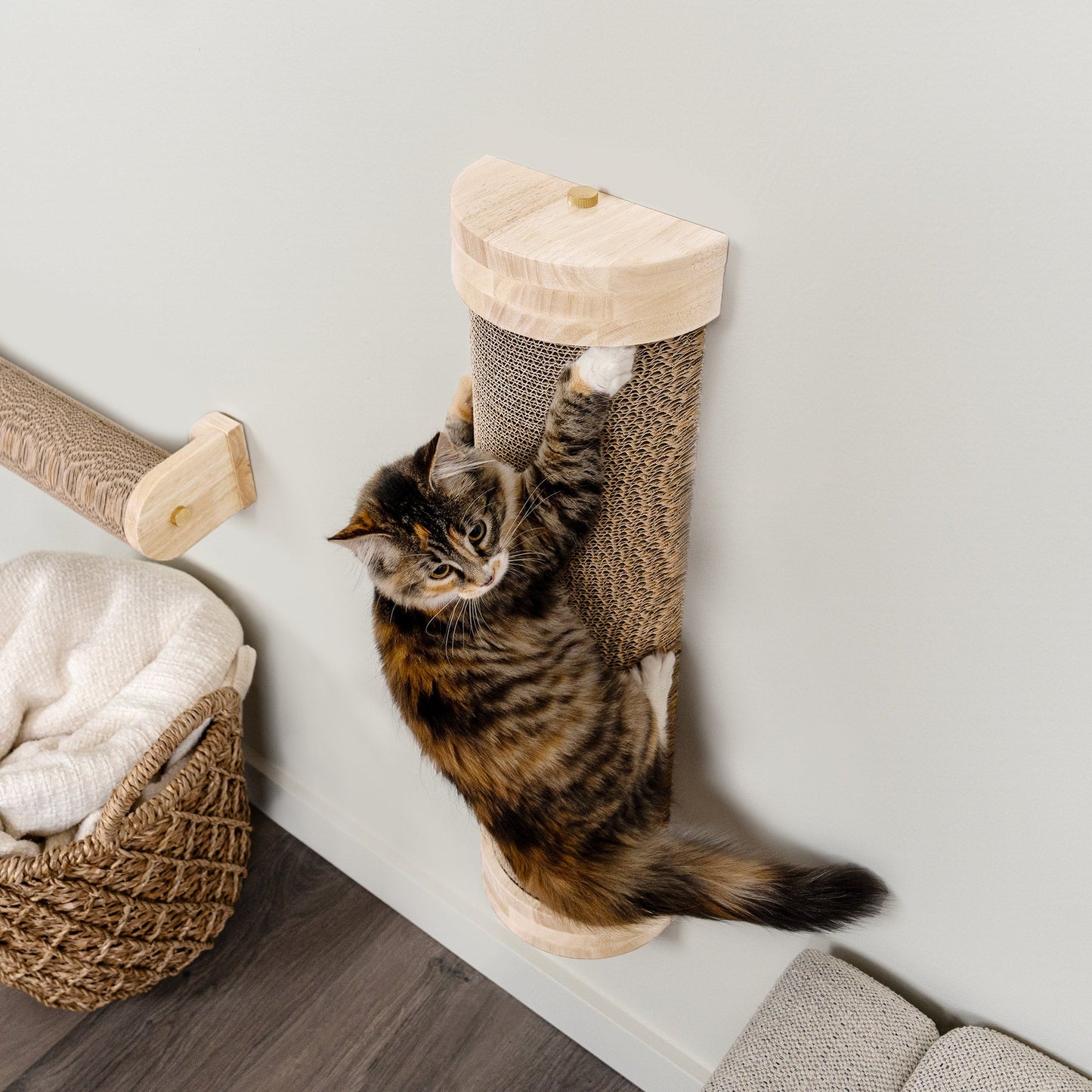 Ascentials by FurHaven Tree Hugger Wall-Mounted Corrugated Cat Post Vertical Scartcher (28”)