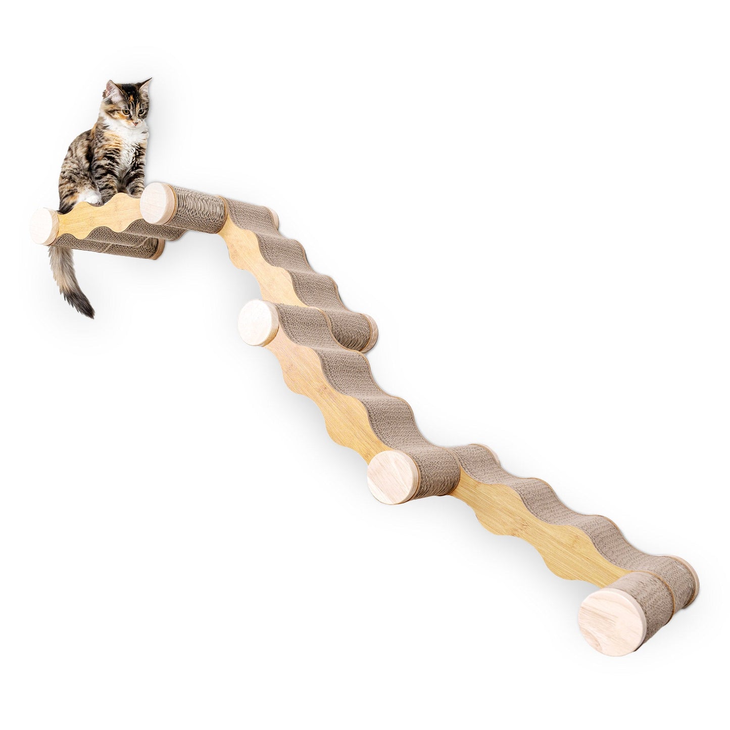 Ascentials by FurHaven Wall-Mounted Modular Scratching Perch Wave Cat Ramp (60”)