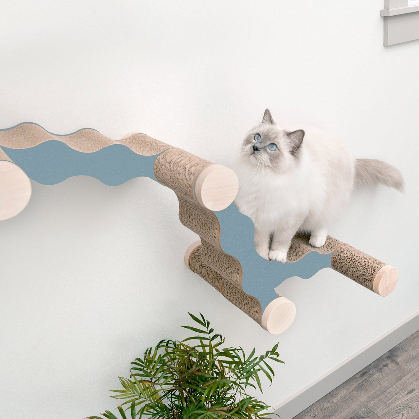 Ascentials by FurHaven Wall-Mounted Modular Scratching Perch Wave Cat Ramp (60”)