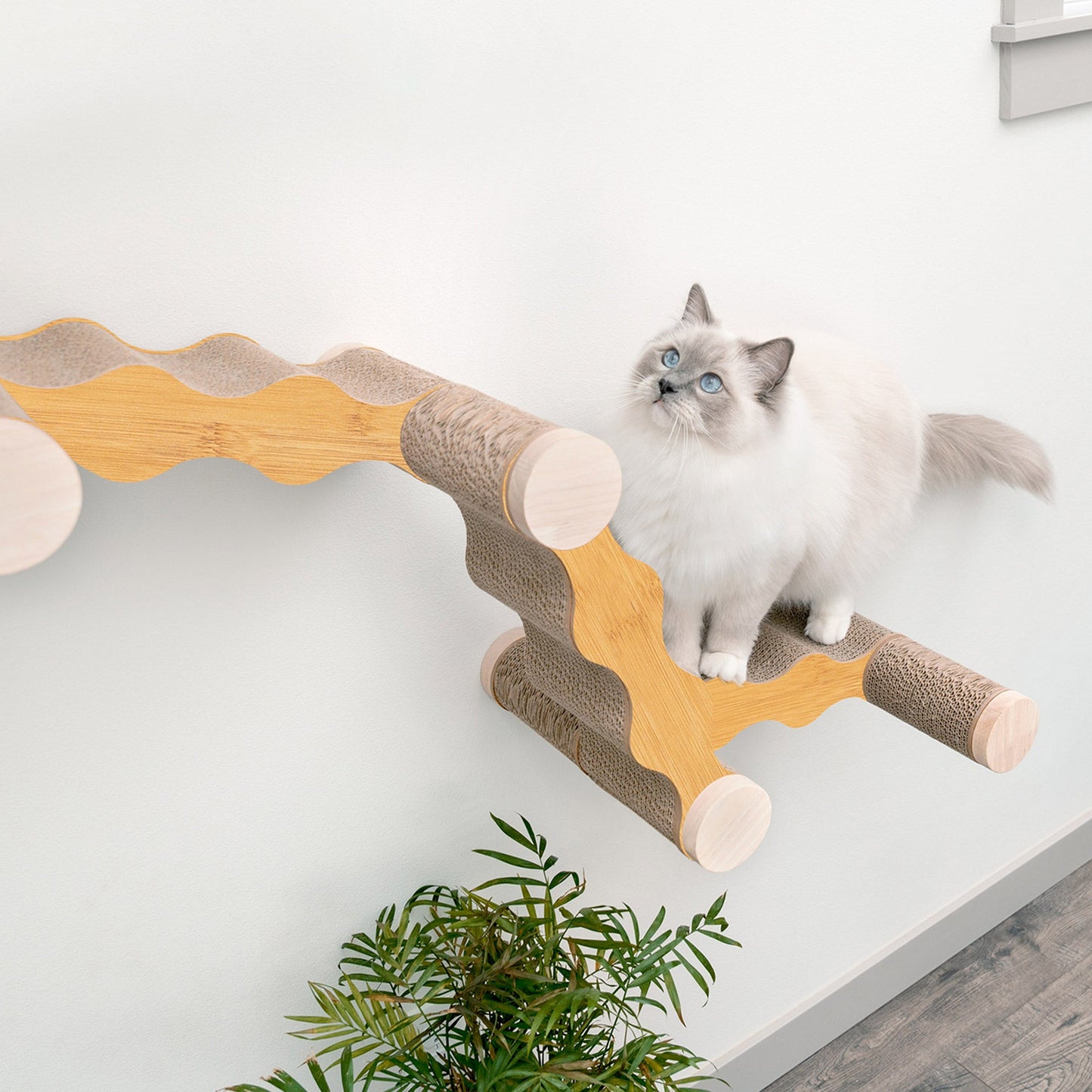 Ascentials by FurHaven Wall-Mounted Modular Scratching Perch Wave Cat Ramp (60”)