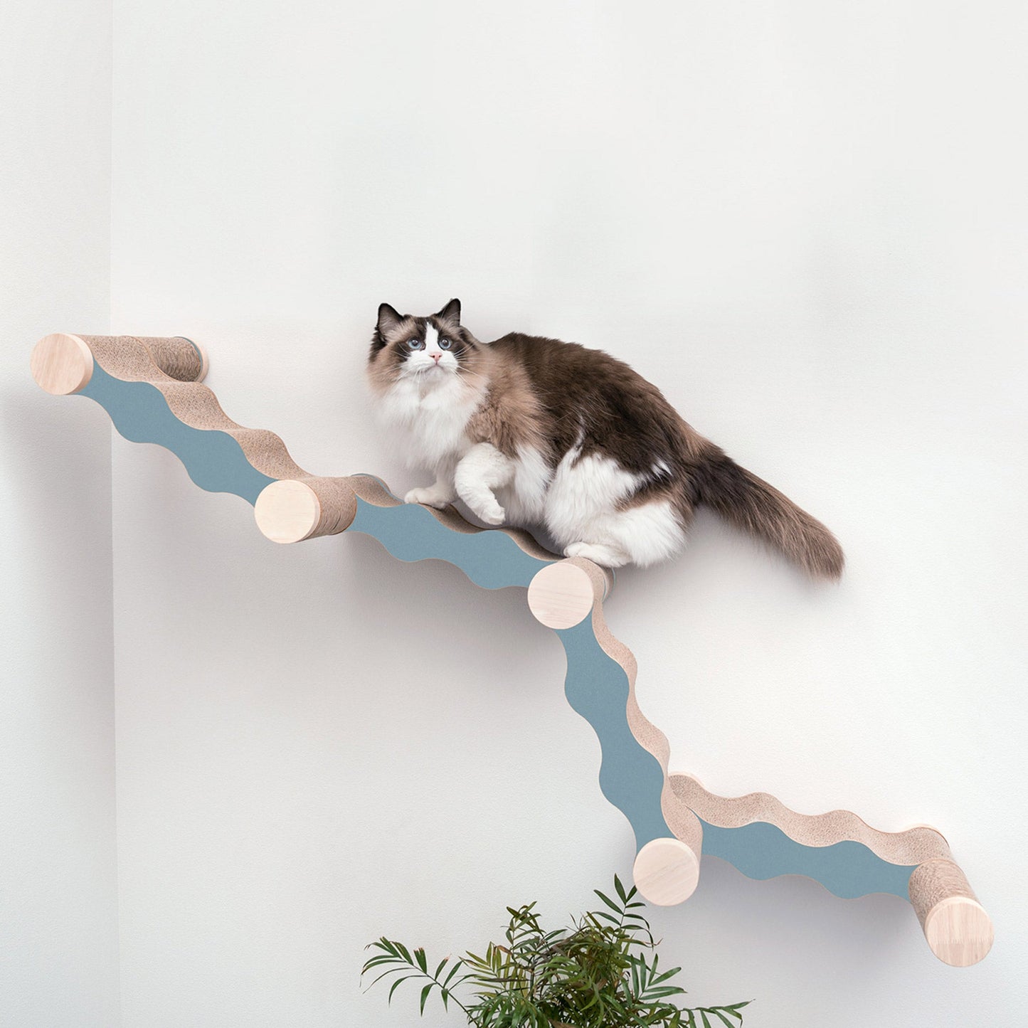 Ascentials by FurHaven Wall-Mounted Modular Scratching Perch Wave Cat Ramp (60”)