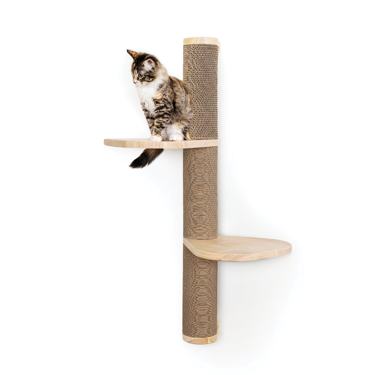 Ascentials by FurHaven Wall-Mounted Sunrise Steps Corrugated Cat Post with Perches (34”)