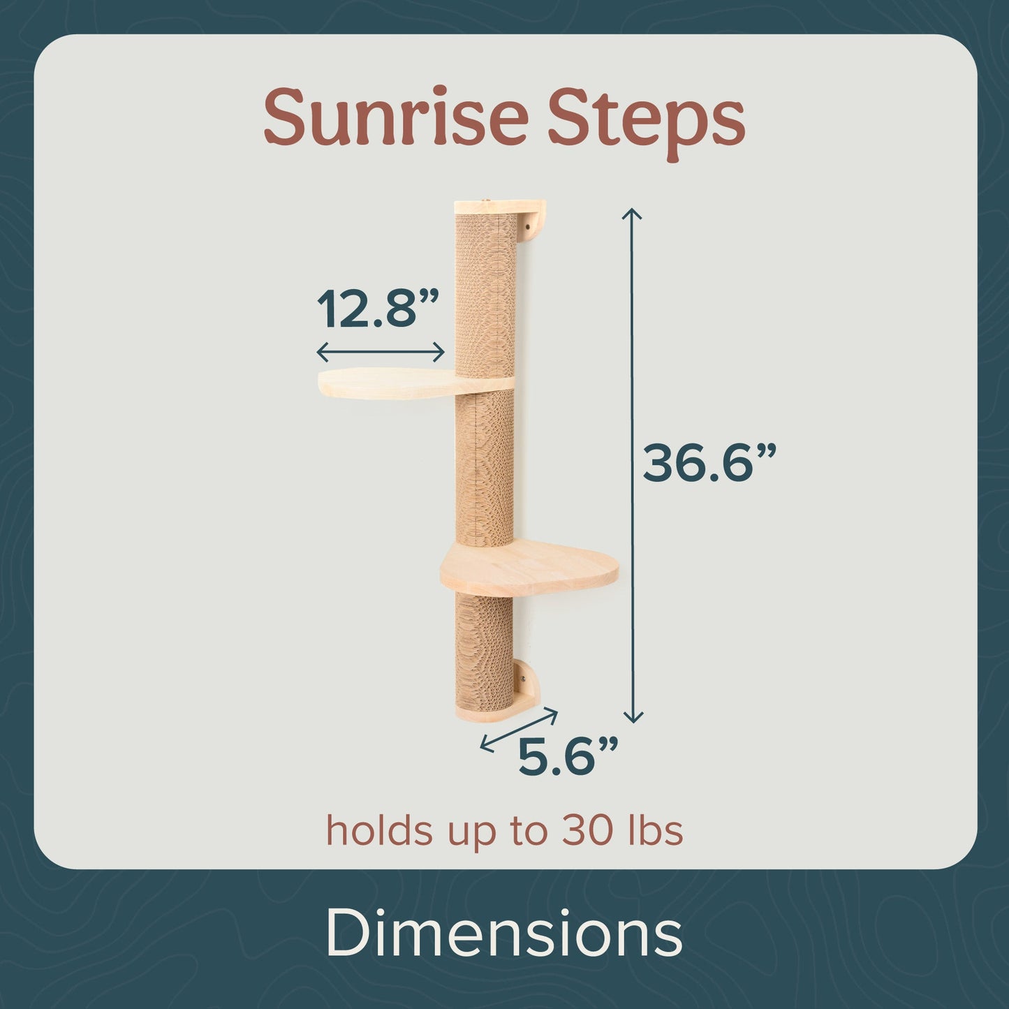 Ascentials by FurHaven Wall-Mounted Sunrise Steps Corrugated Cat Post with Perches (34”)