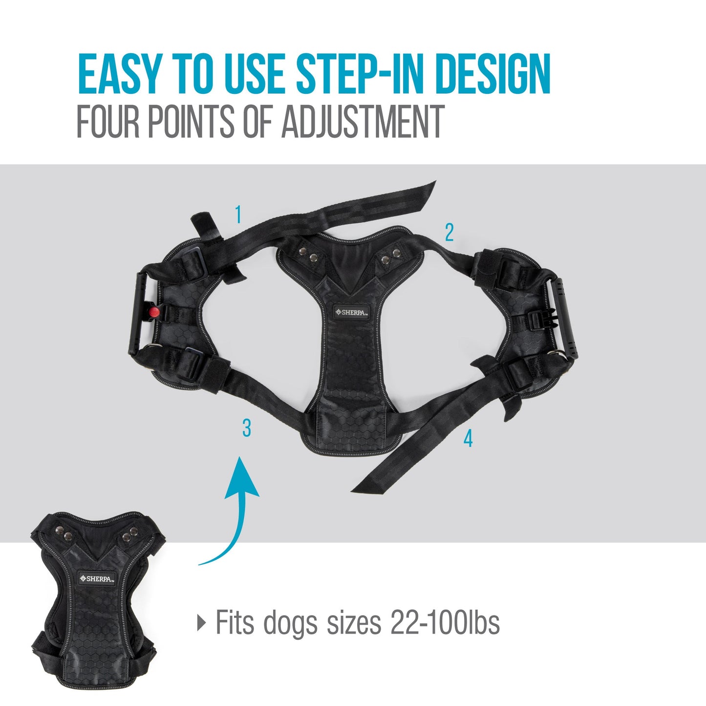 Seatbelt Harness, Crash Tested Dog Harness, Adjustable, With No-Pull D Ring