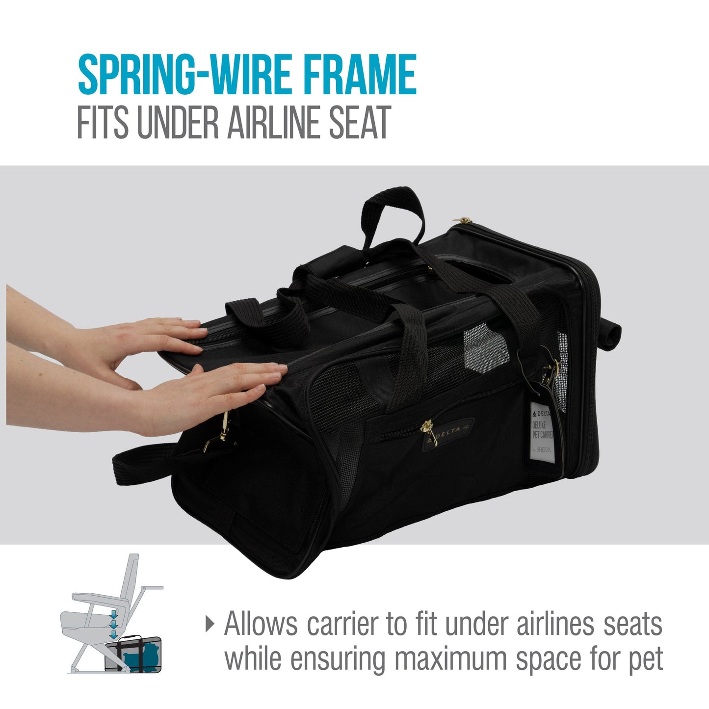 TRAVEL DELTA® AIR LINES® Airline Approved Pet Carrier, Medium, Black