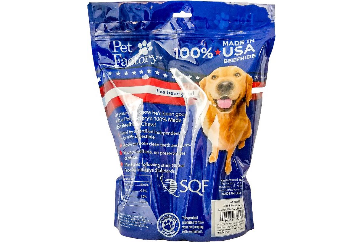 Pet Factory Made in USA Beefhide Rolls - 7-8", Flavored Dog Treat