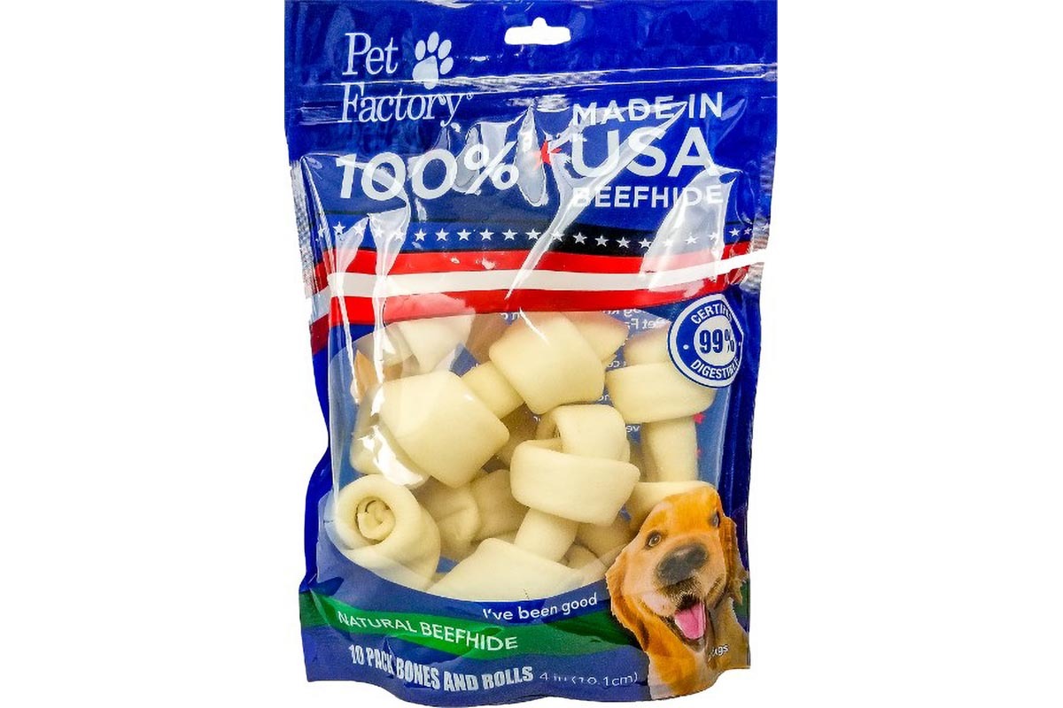 Pet Factory - Made in USA Beefhide Assorted (Beef & Chicken) - Variety (Bones & Chip Rolls), 25 pack