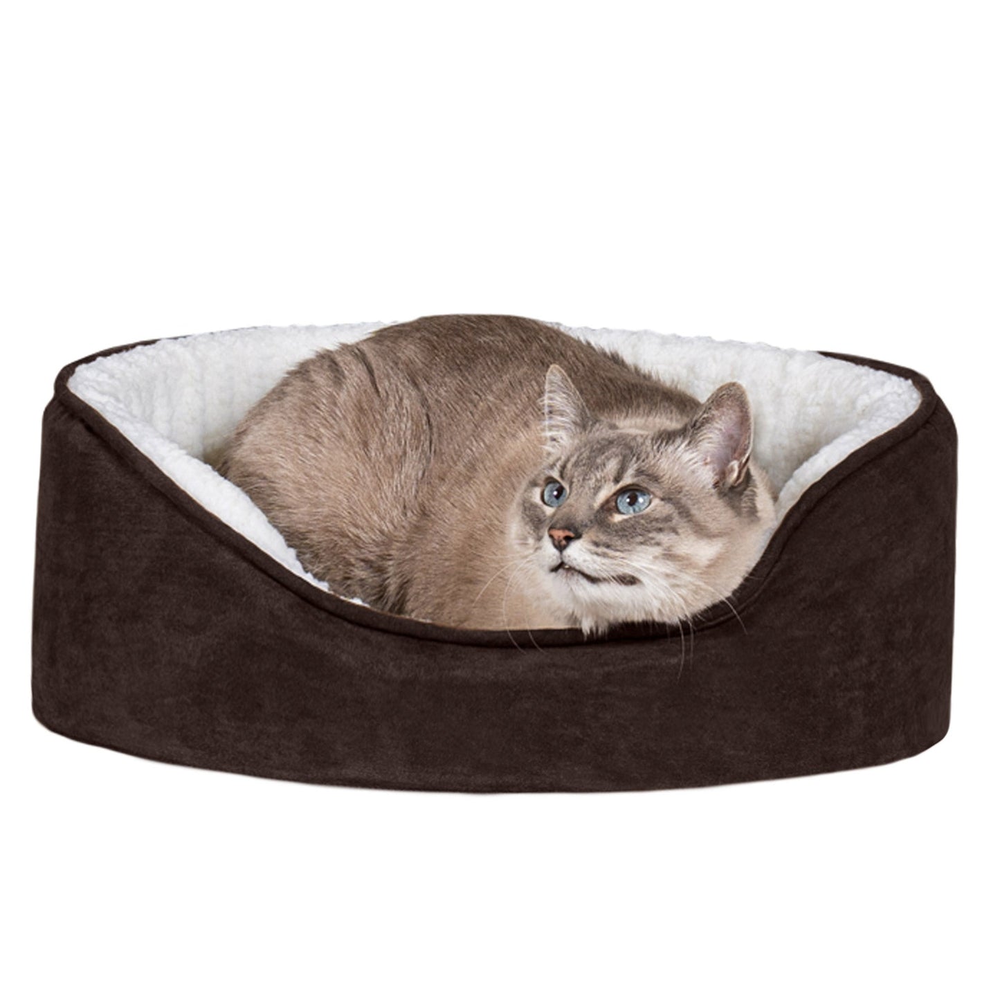 Oval Dog Bed - Faux Sheepskin & Suede