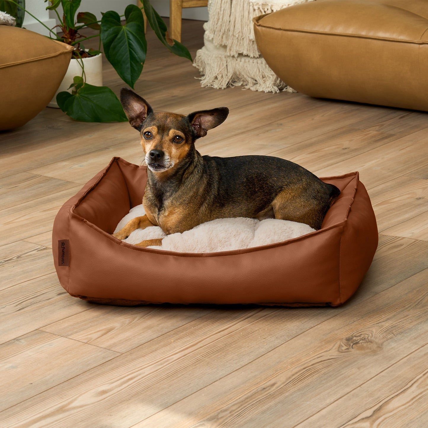Leather Look Cozy Couch Pet Bed
