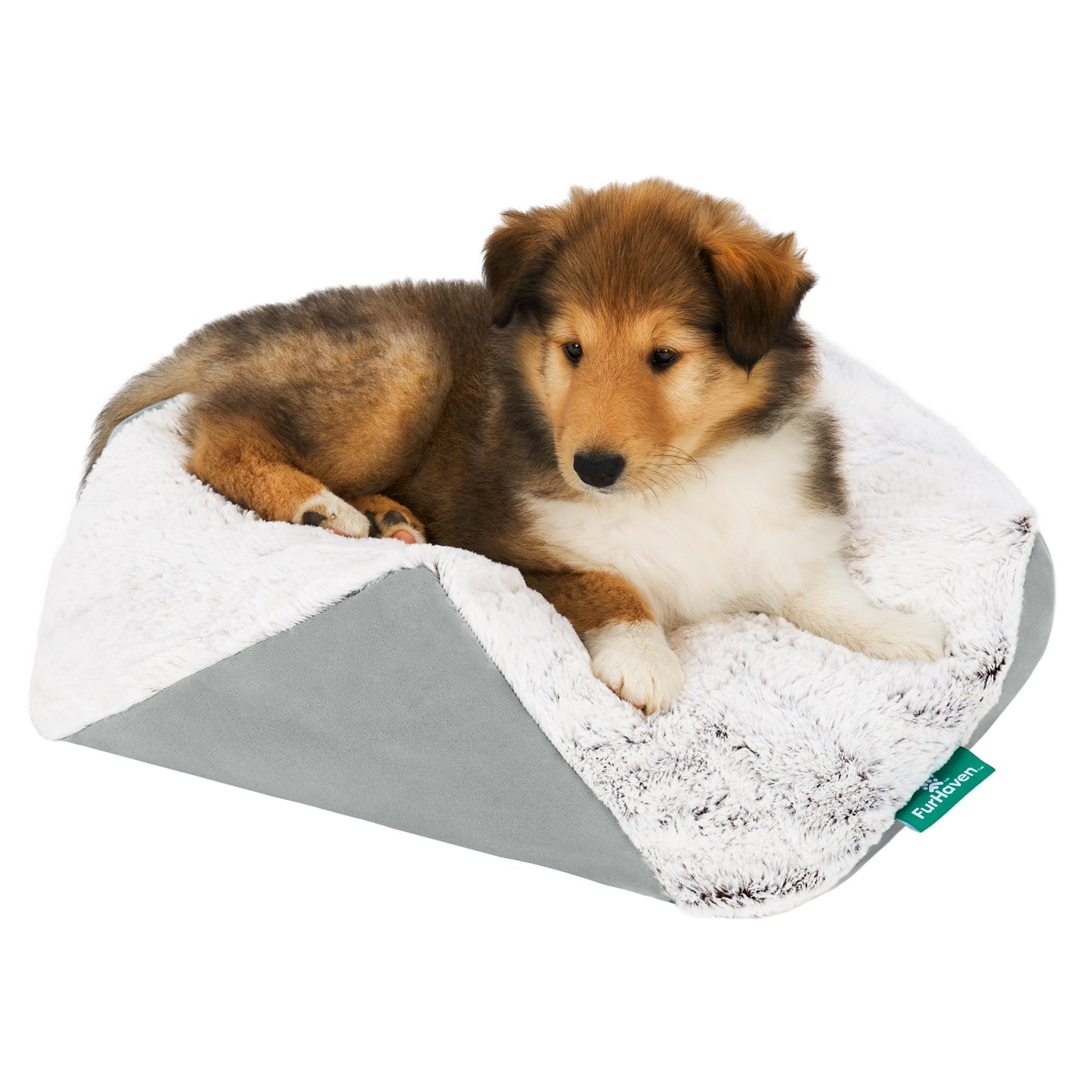 Stone-Embossed Faux Fur Pouf Pet Bed