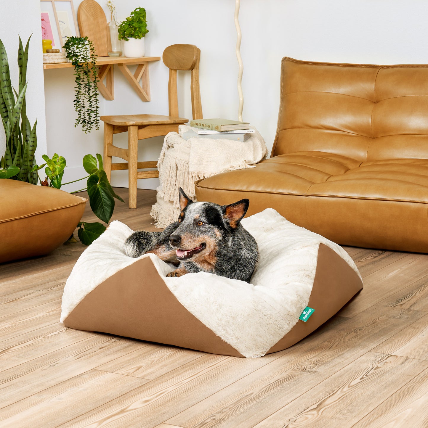 Stone-Embossed Faux Fur Pouf Pet Bed