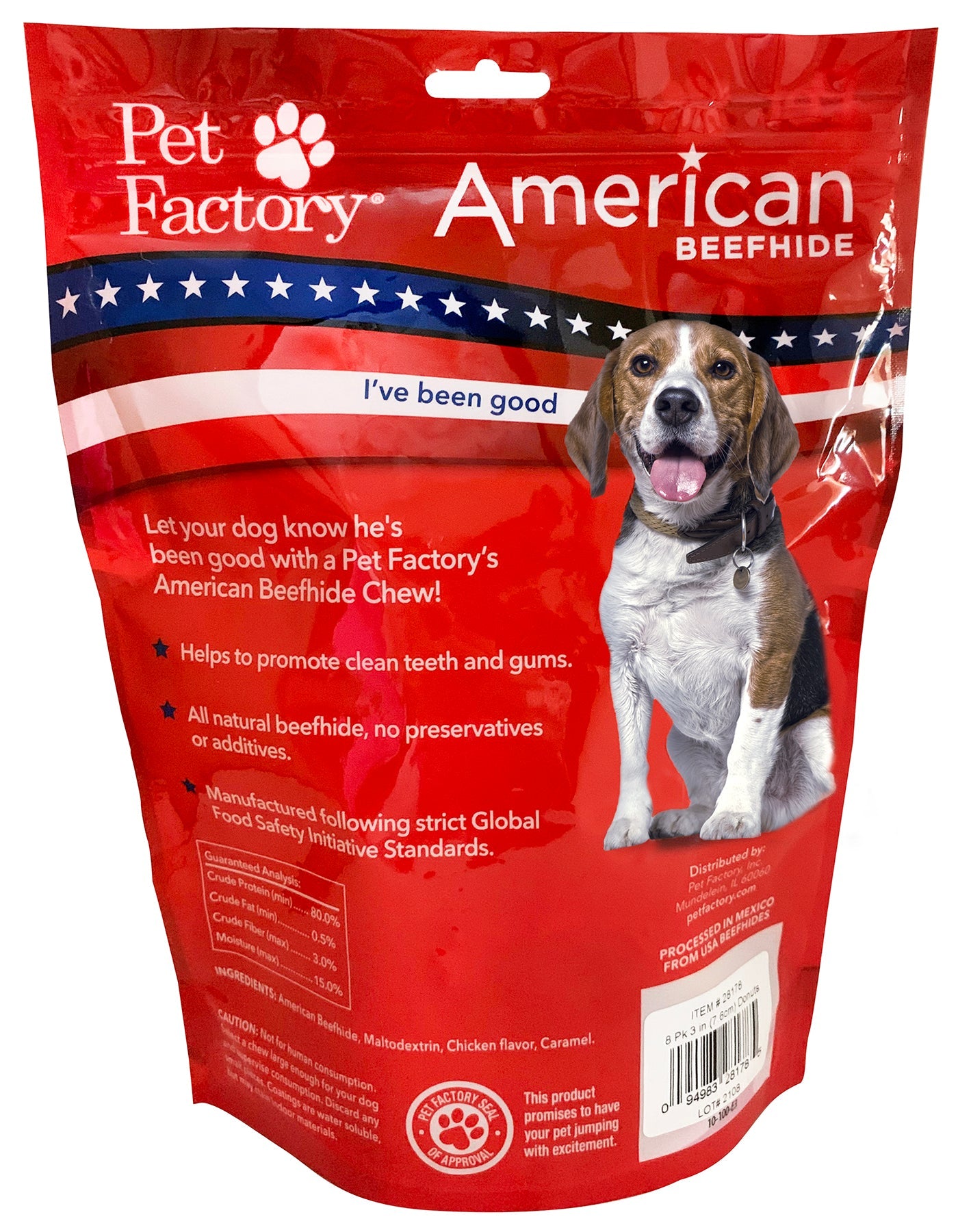 Pet Factory - American Beefhide Donuts - 3-4", 8 Count