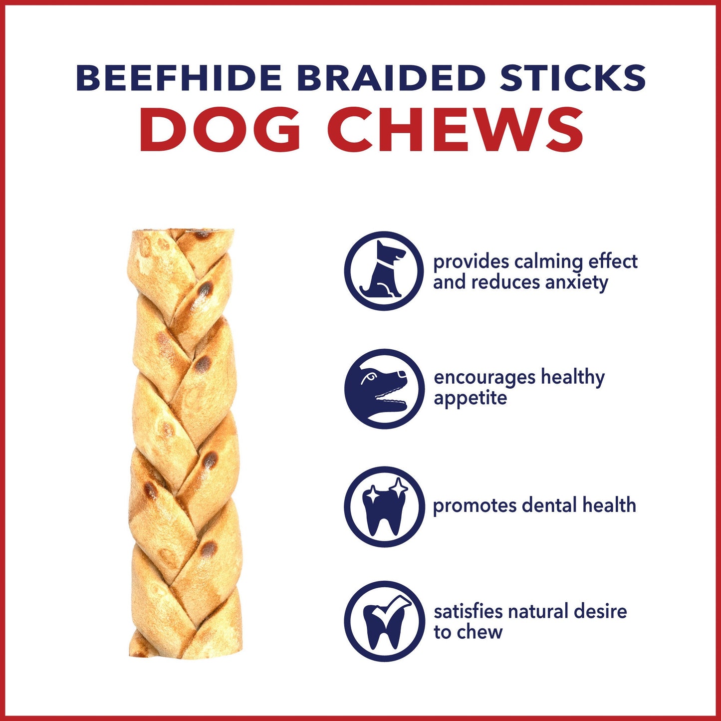 Pet Factory - American Beefhide Braided Stick - 6" Flavored Dog Treat