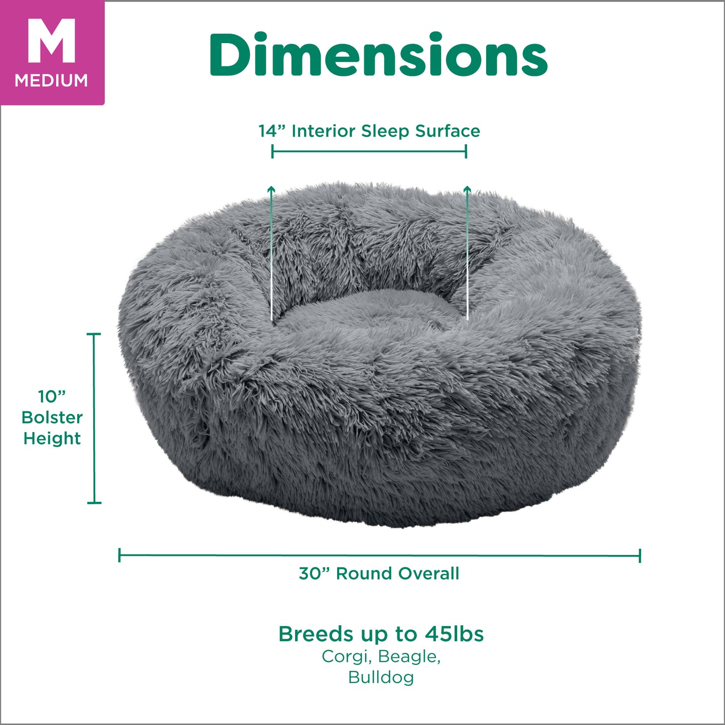 Calming Cuddler Long Fur Donut Dog Bed