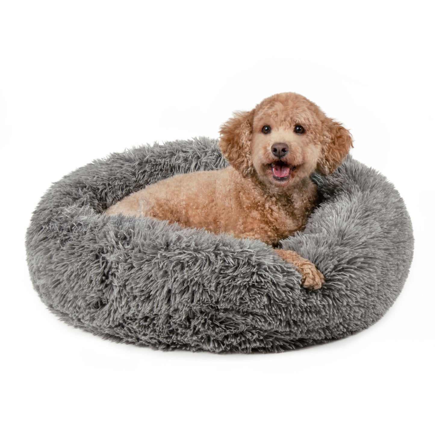 Calming Cuddler Long Fur Donut Dog Bed