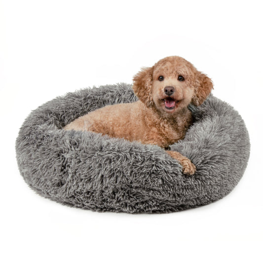 Calming Cuddler Long Fur Donut Dog Bed