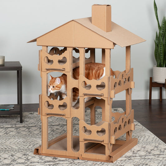 Tower Playground Corrugated Cat Scratcher with Catnip