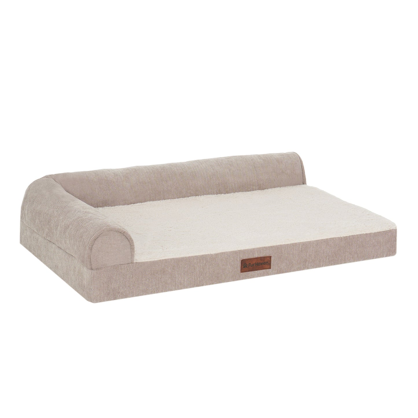 Plush & Grid Cord Deluxe L-Chaise Pet Bed
