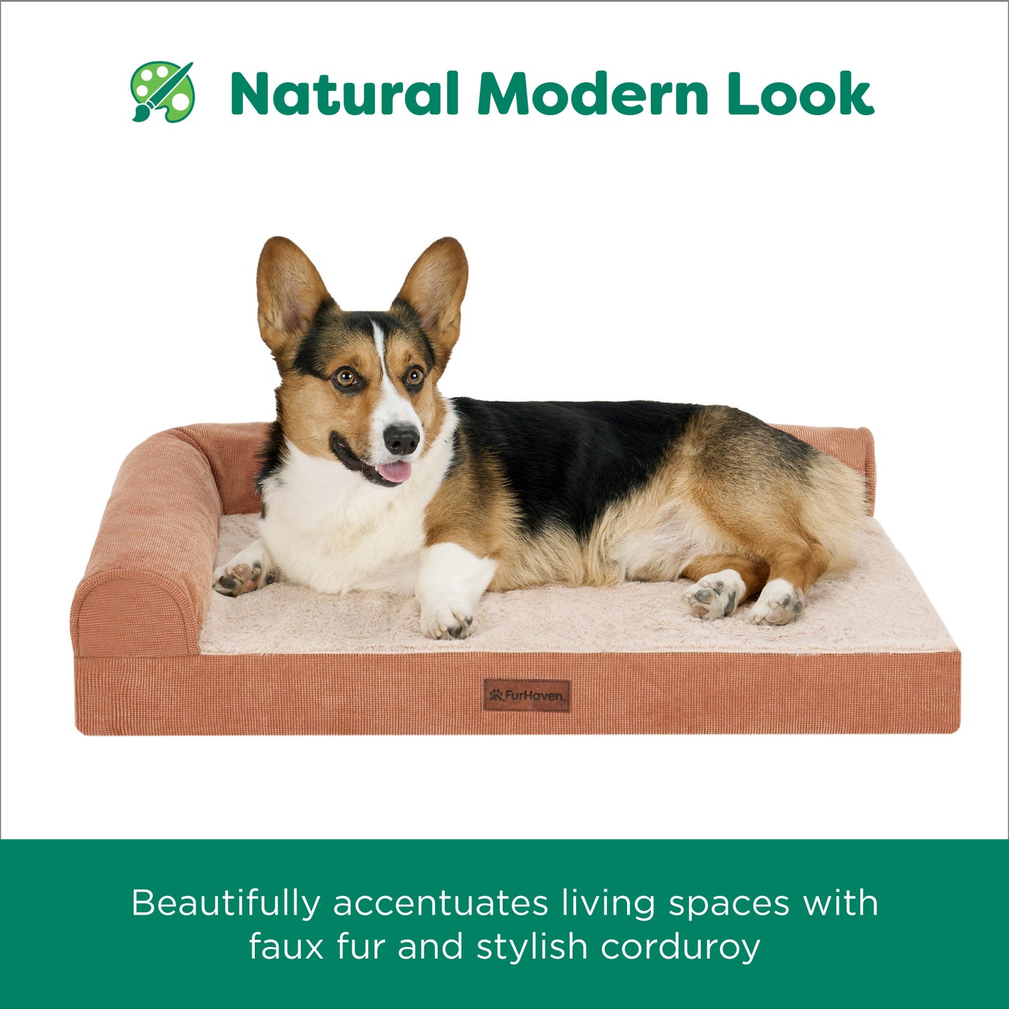 Plush & Grid Cord Deluxe L-Chaise Pet Bed