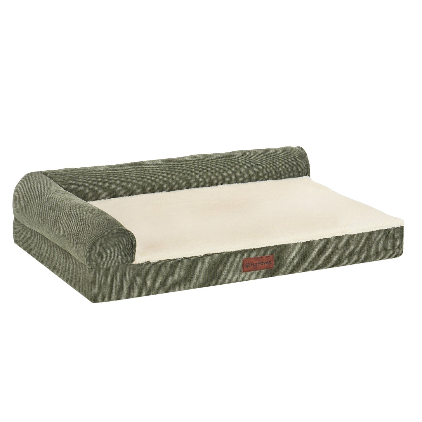 Plush & Grid Cord Deluxe L-Chaise Pet Bed