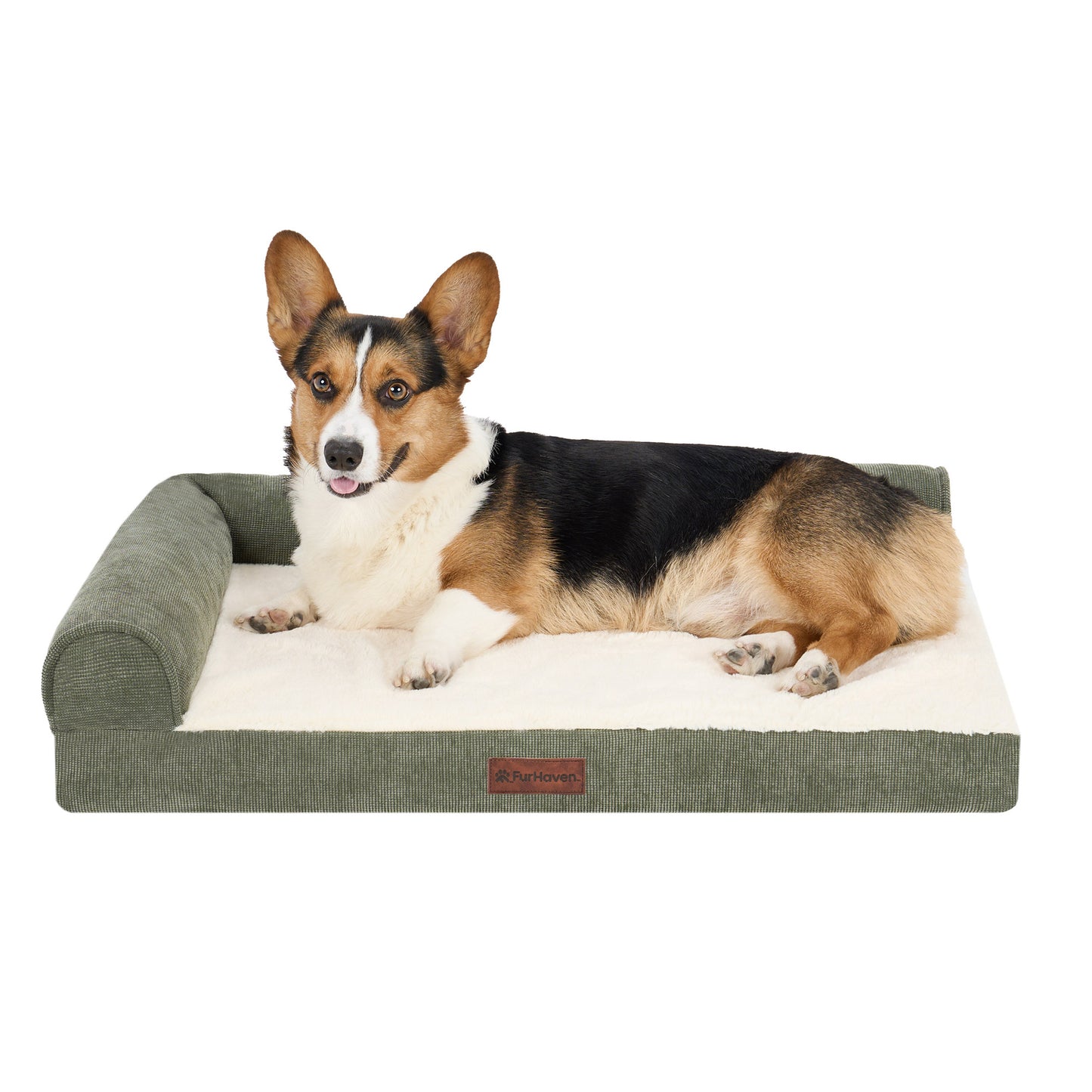 Plush & Grid Cord Deluxe L-Chaise Pet Bed