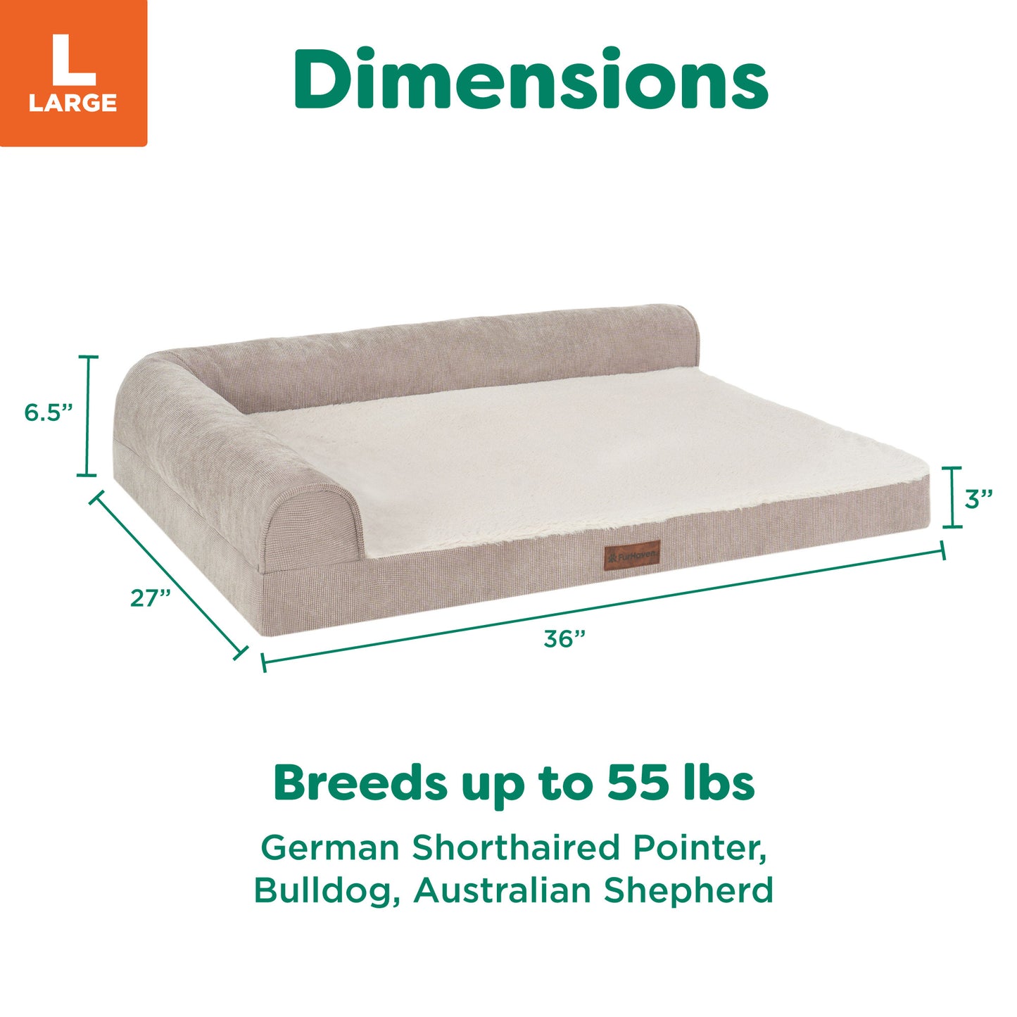 Plush & Grid Cord Deluxe L-Chaise Pet Bed
