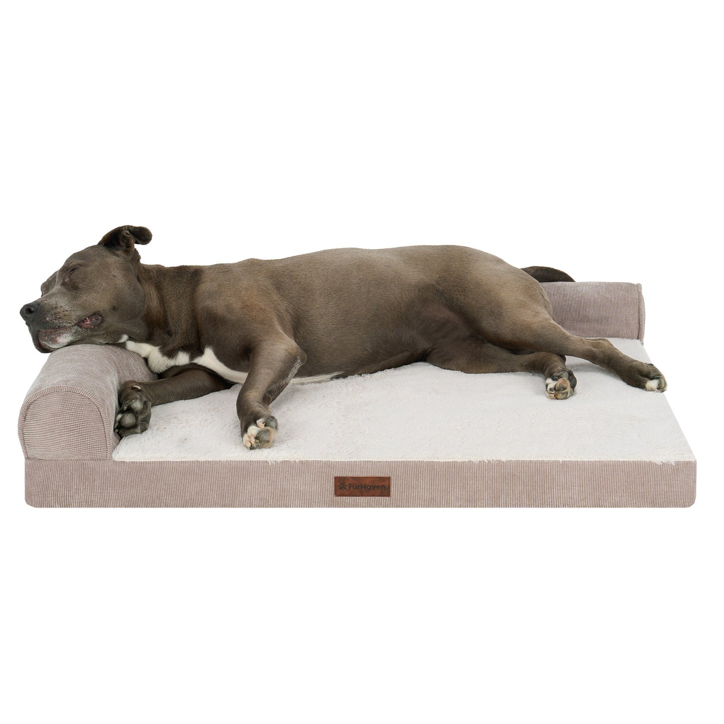Plush & Grid Cord Deluxe L-Chaise Pet Bed