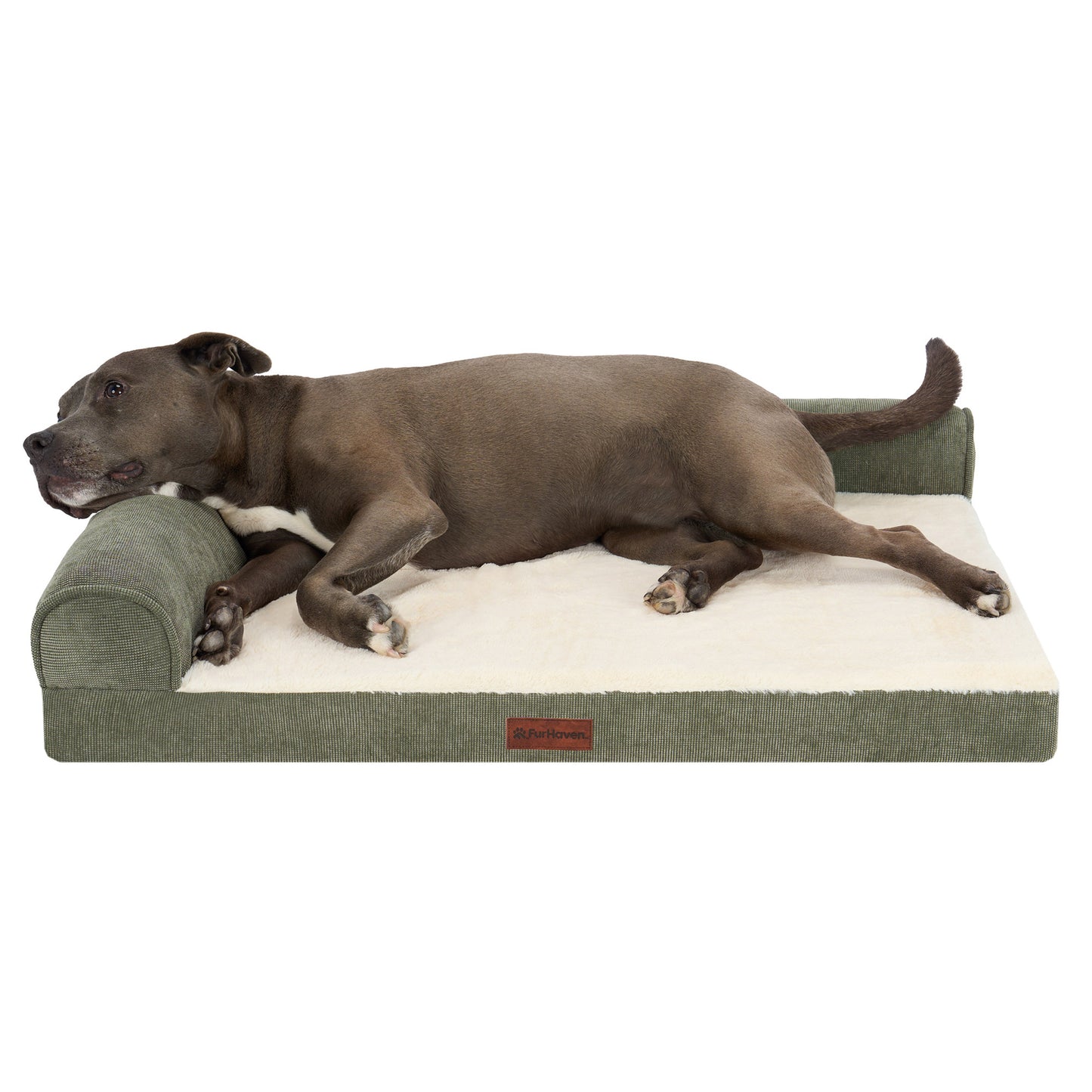 Plush & Grid Cord Deluxe L-Chaise Pet Bed