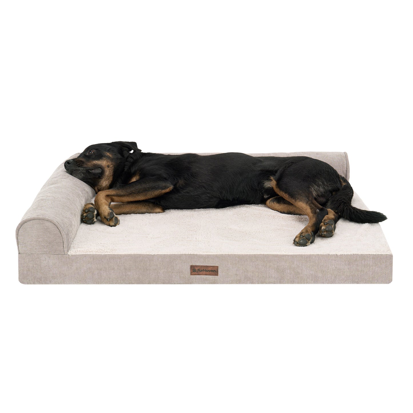 Plush & Grid Cord Deluxe L-Chaise Pet Bed