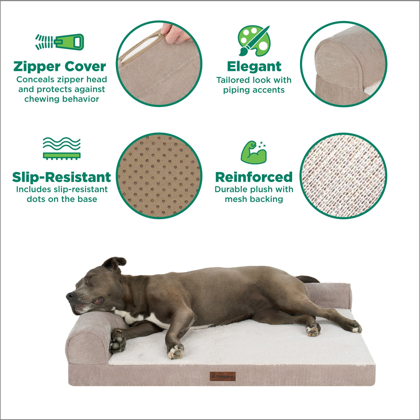 Plush & Grid Cord Deluxe L-Chaise Pet Bed