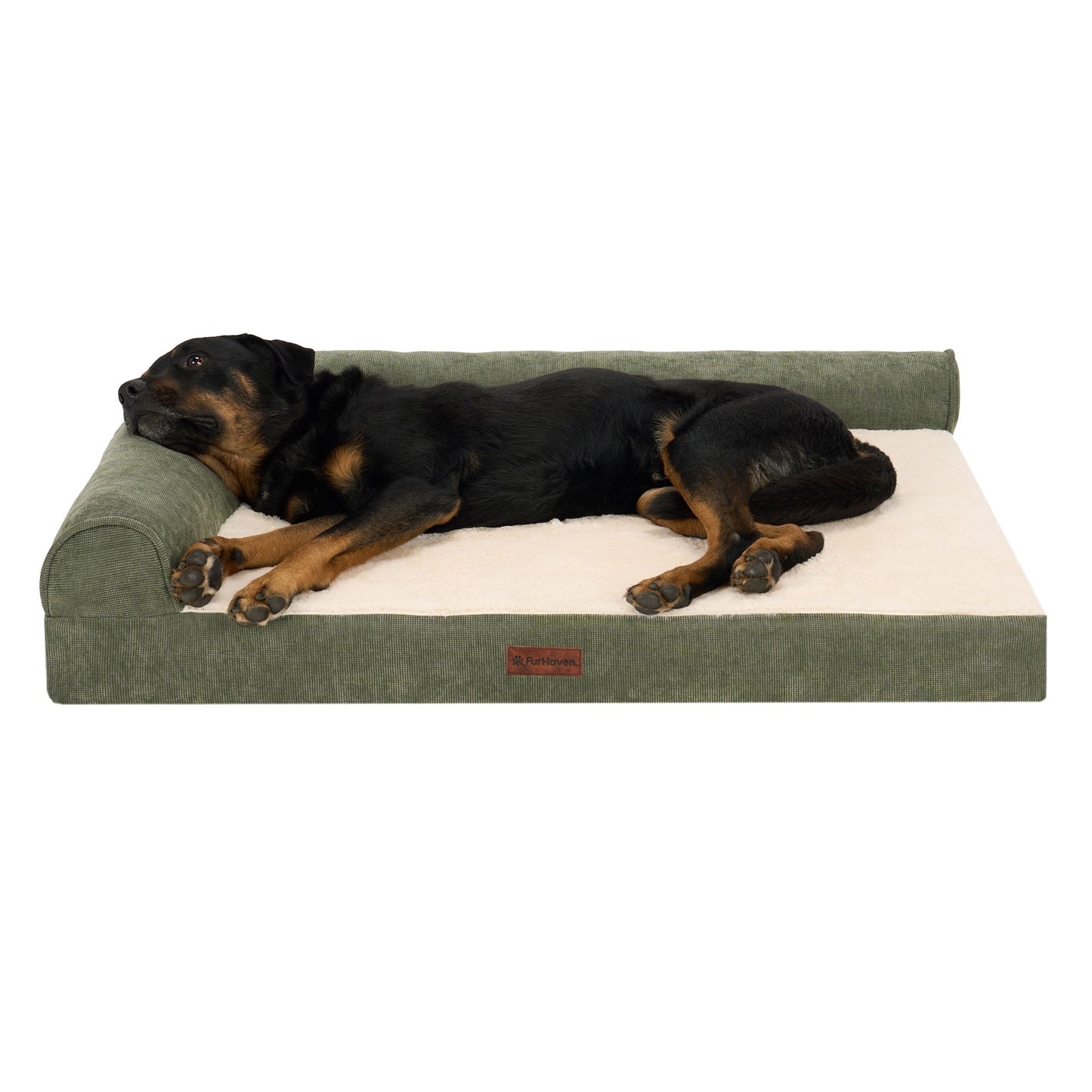 Plush & Grid Cord Deluxe L-Chaise Pet Bed