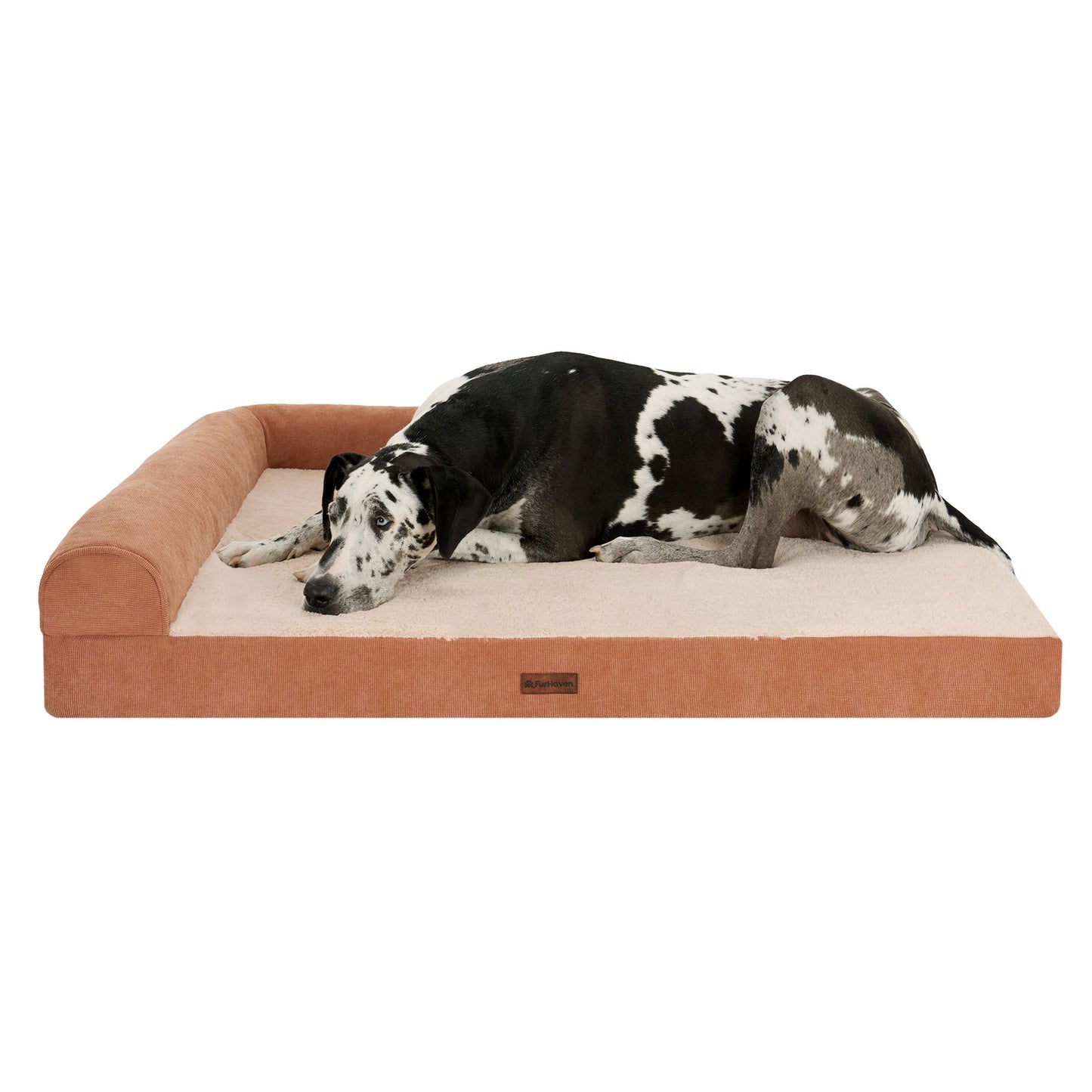 Plush & Grid Cord Deluxe L-Chaise Pet Bed