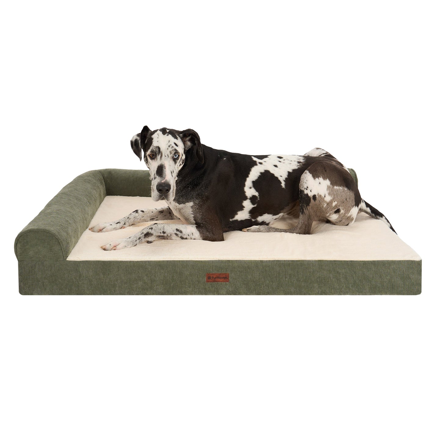 Plush & Grid Cord Deluxe L-Chaise Pet Bed