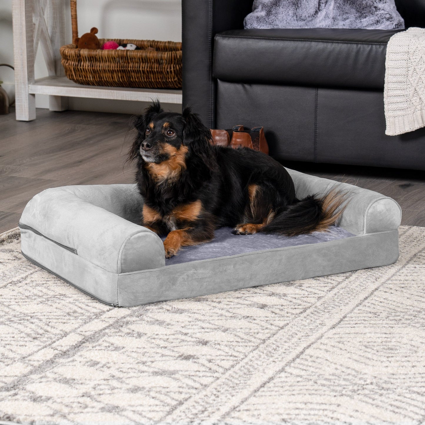 Sofa Dog Bed - Faux Fur & Velvet