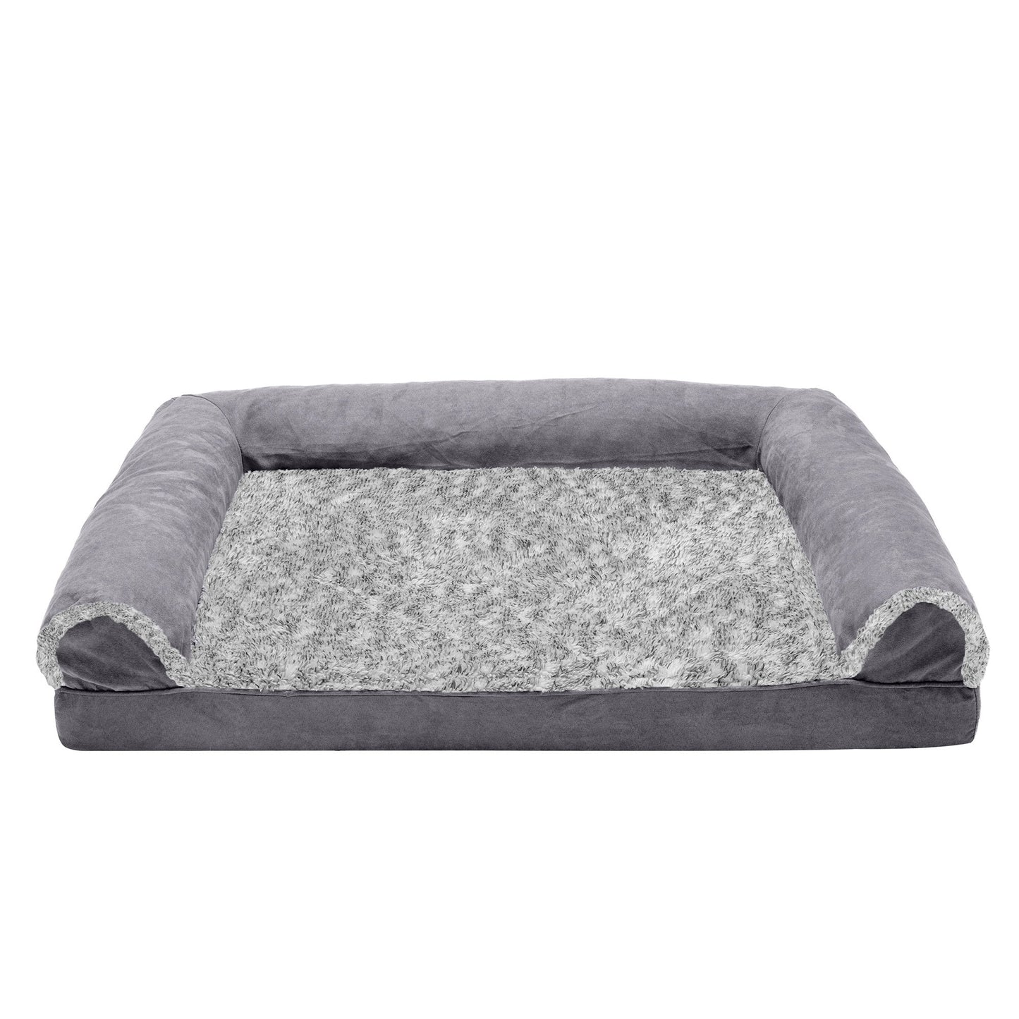 Sofa Dog Bed - Two-Tone Faux Fur & Suede