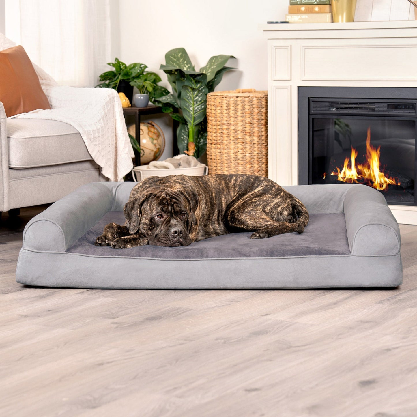 Sofa Dog Bed - Faux Fur & Velvet