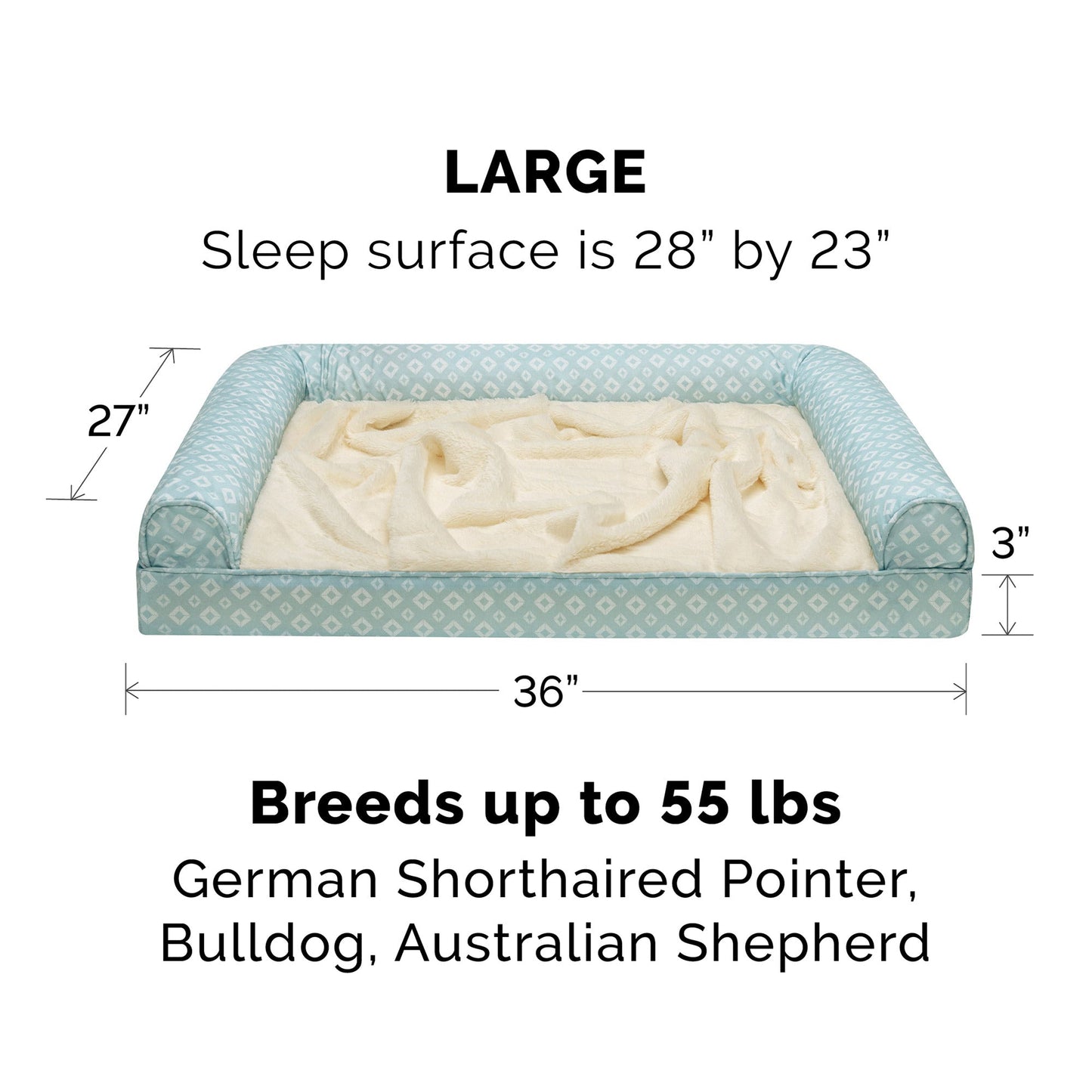 Sofa Pet Bed - Plush Faux Fur & Diamond Print Nest-Top Sofa Bed