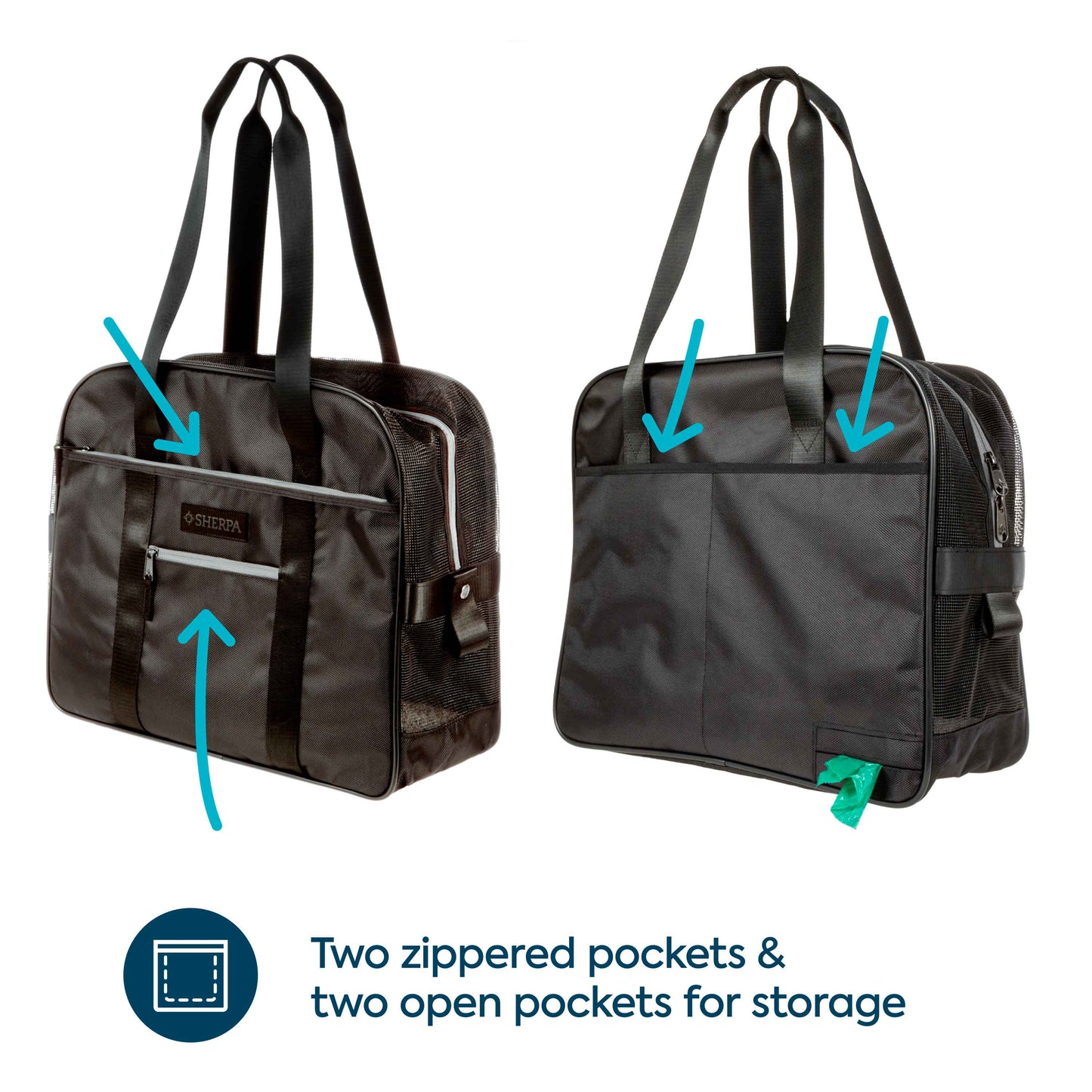 Around Town Fashionable Pet Tote for Cats & Dogs, Black, Large